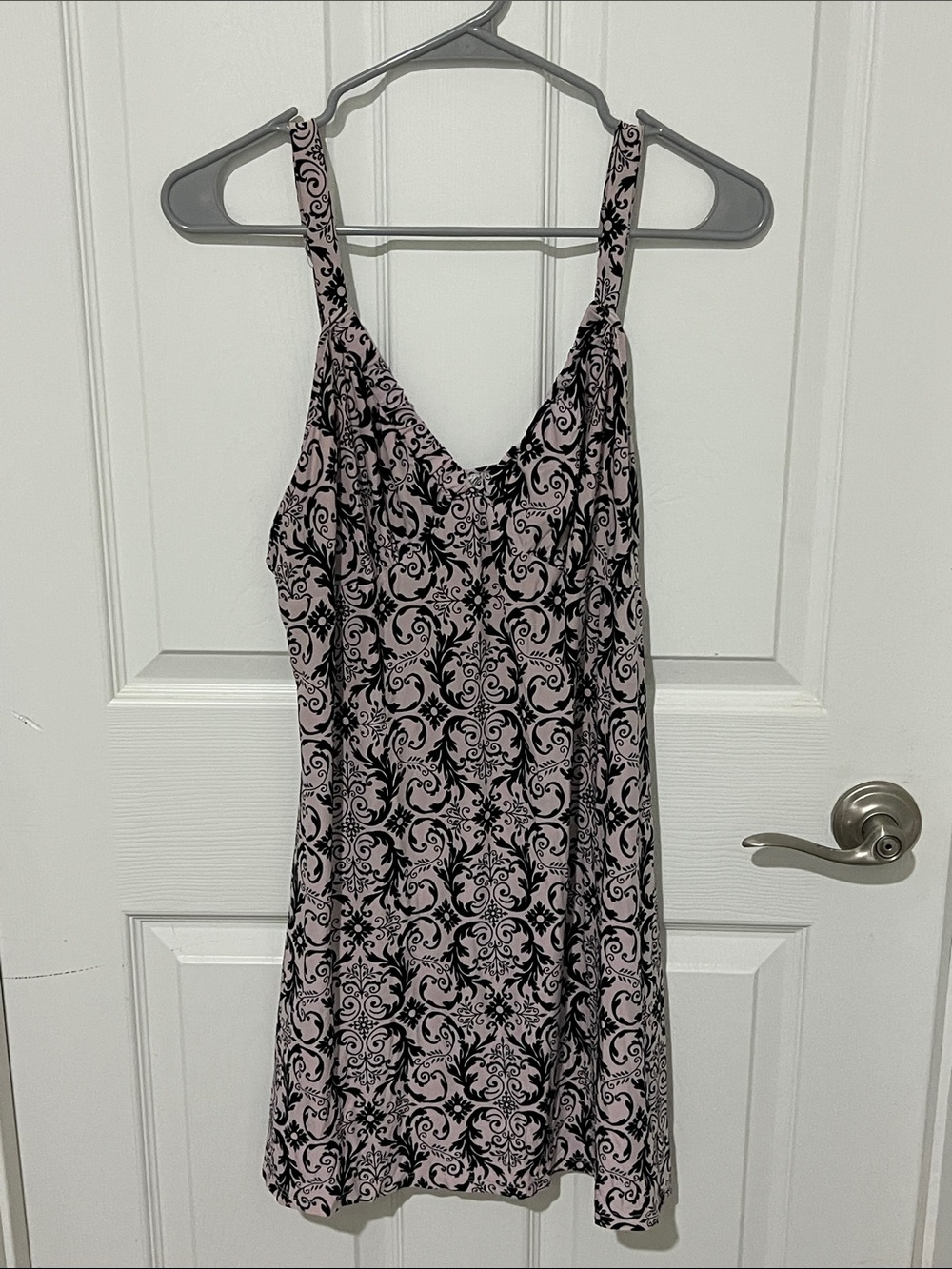 Linea Donatella Pink and Black Ornamental Slip Dress
